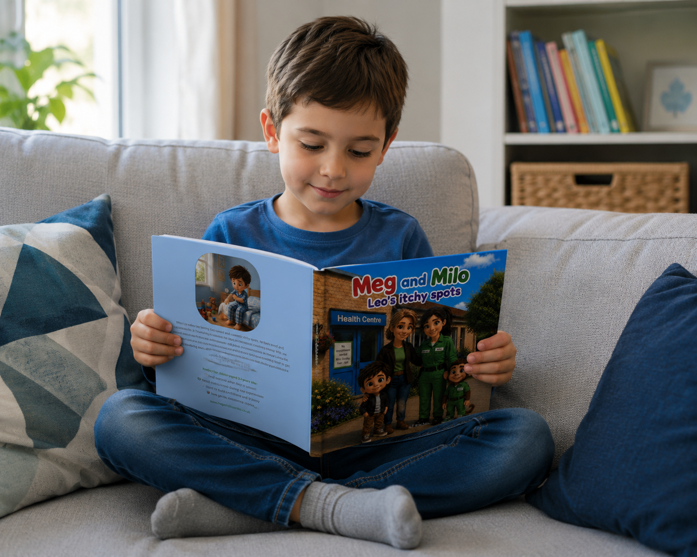 boy reading meg and milo